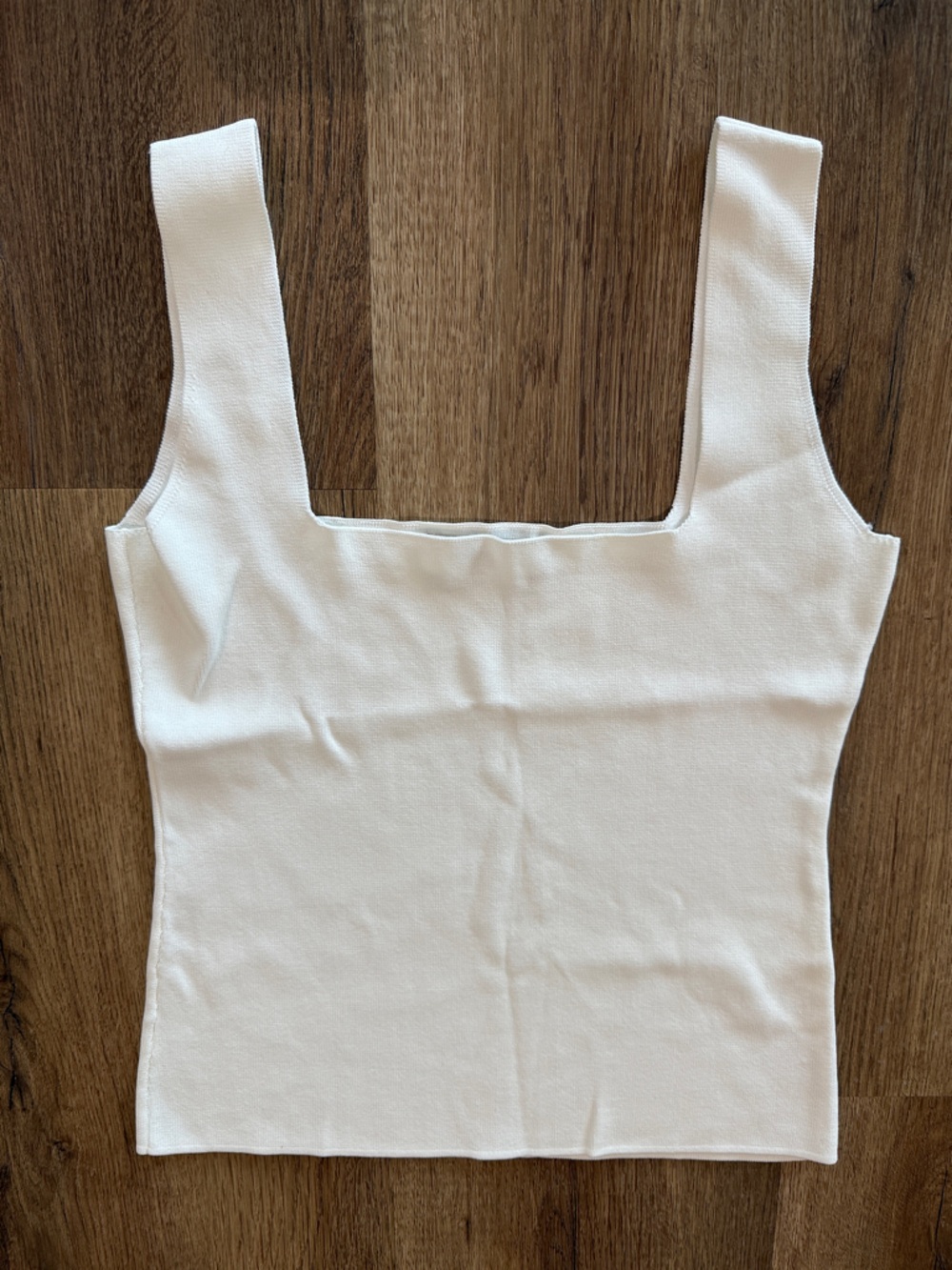Square Neck White Tank Top - Women's Basic
